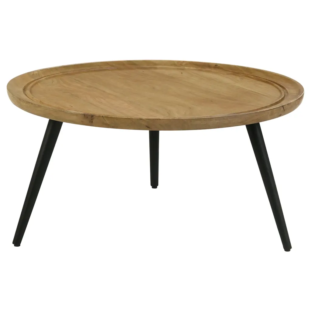 Zoe Round Coffee Table Trio Legs Natural and Black Modon