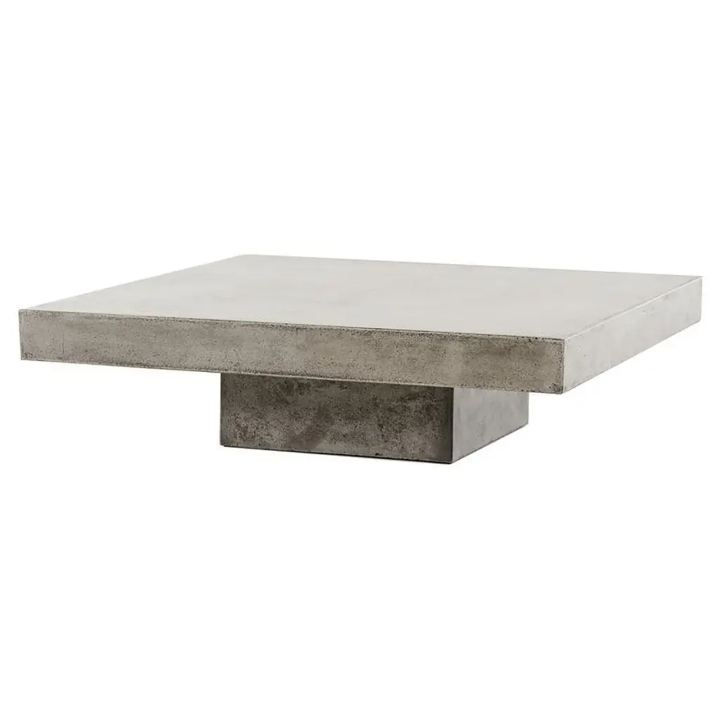 Modrest Morley Square Modern Concrete Stone Coffee Table Dark Gray