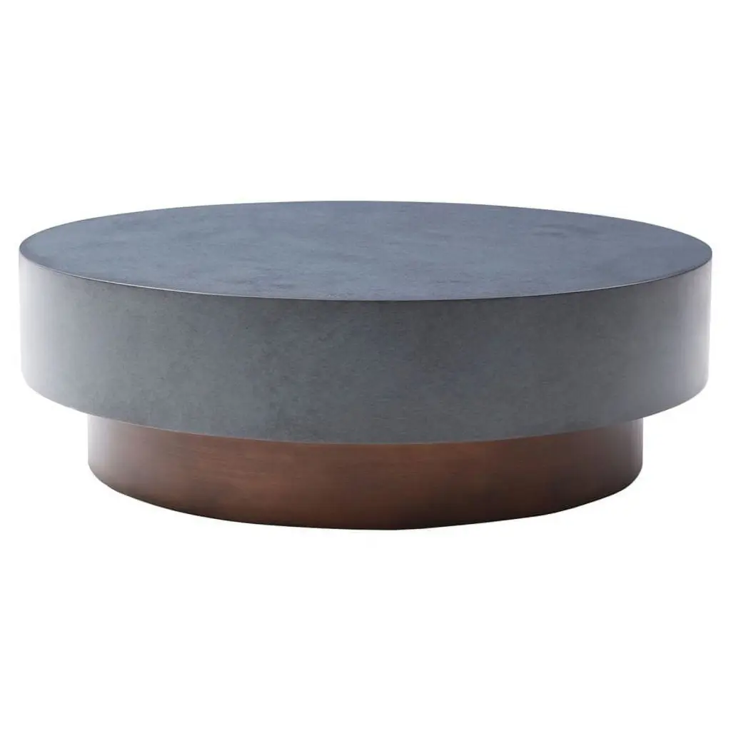 Modrest Zachary Round Modern Metal Coffee Table Gray Antique Copper