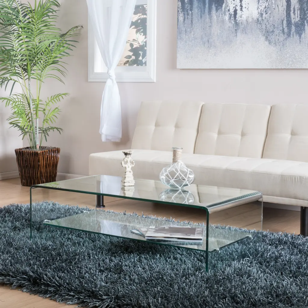 Noble House Roman Glass Coffee Table Shelf