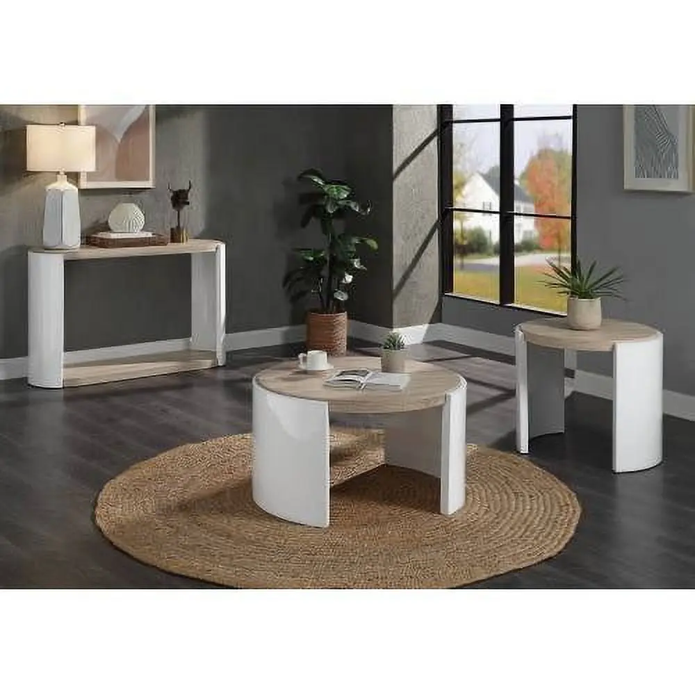 ACME Zoma White High Gloss Oak Finish Coffee Table NOBRAND