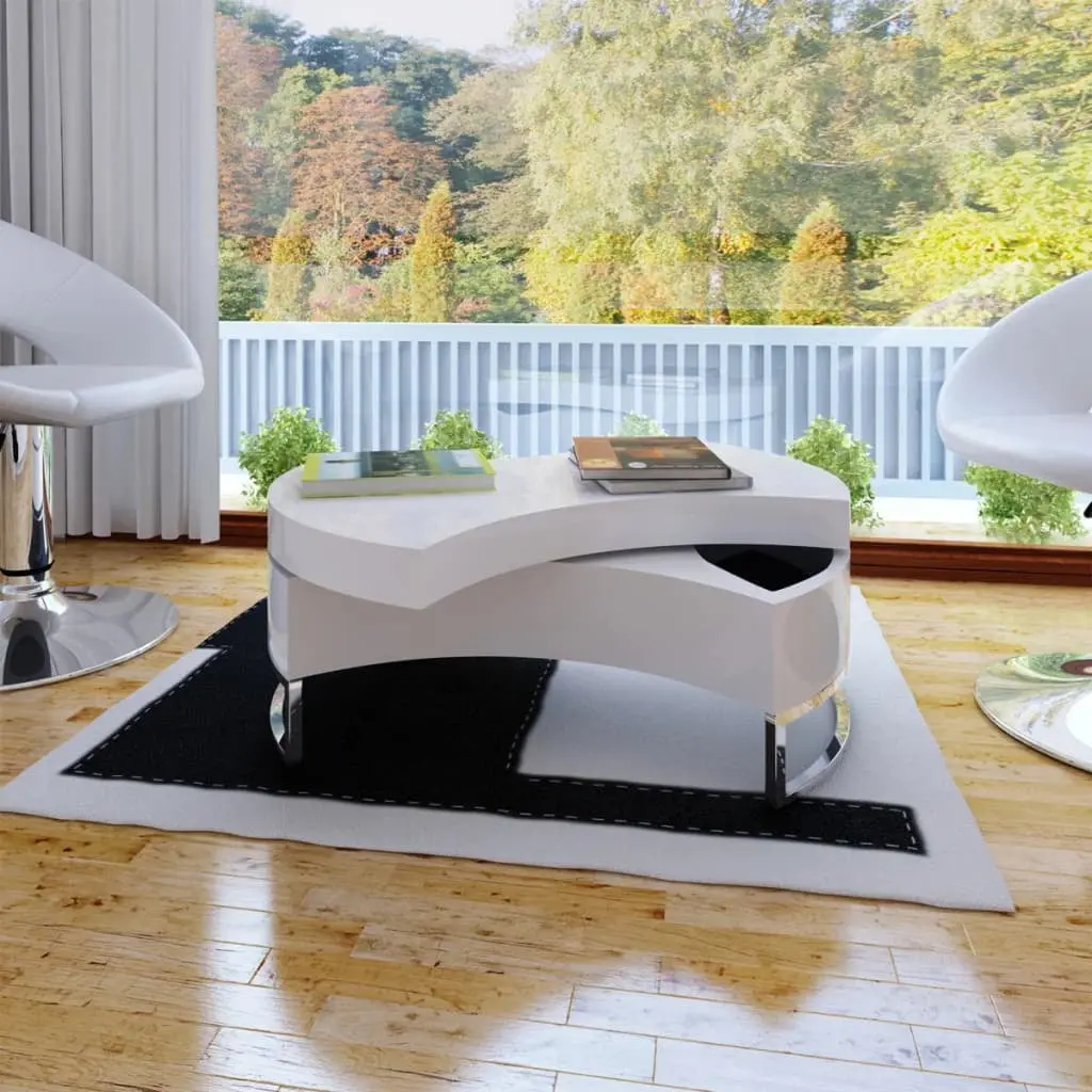 Shape-Adjustable High Gloss White Coffee Table Ocervd
