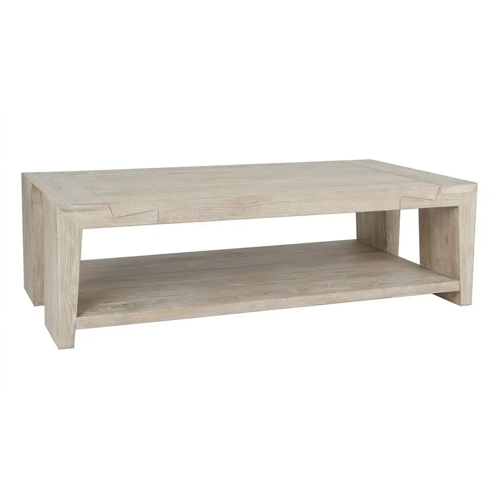 Pemberly Row Modern 60 Inch Wood Coffee Table White Oak Finish