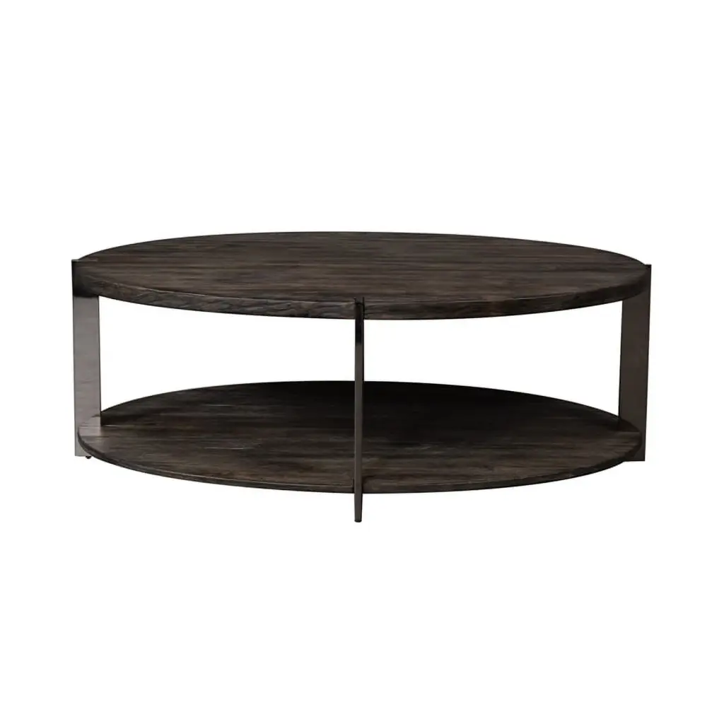 Pemberly Row Modern Wood Oval Cocktail Table Mahogany