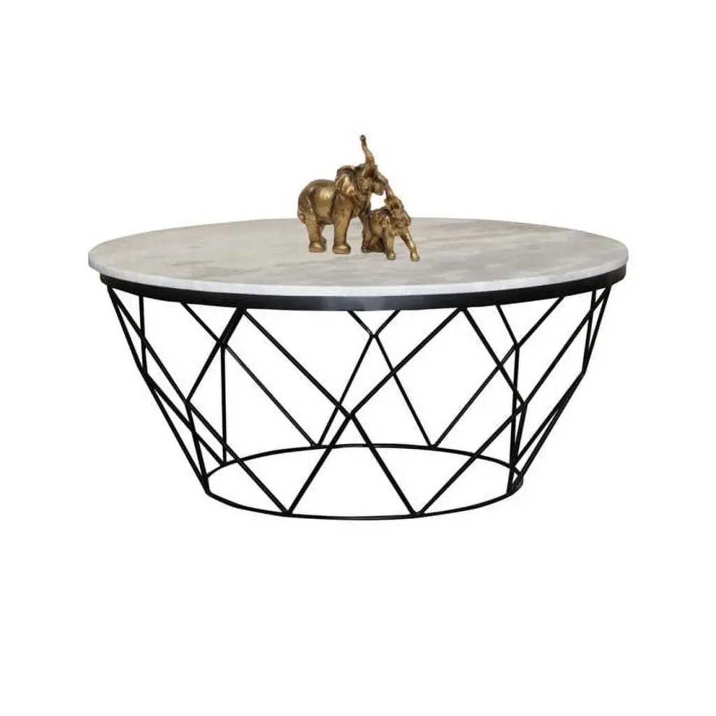 Living Room Cocktail Table Marble and Iron Procomfort