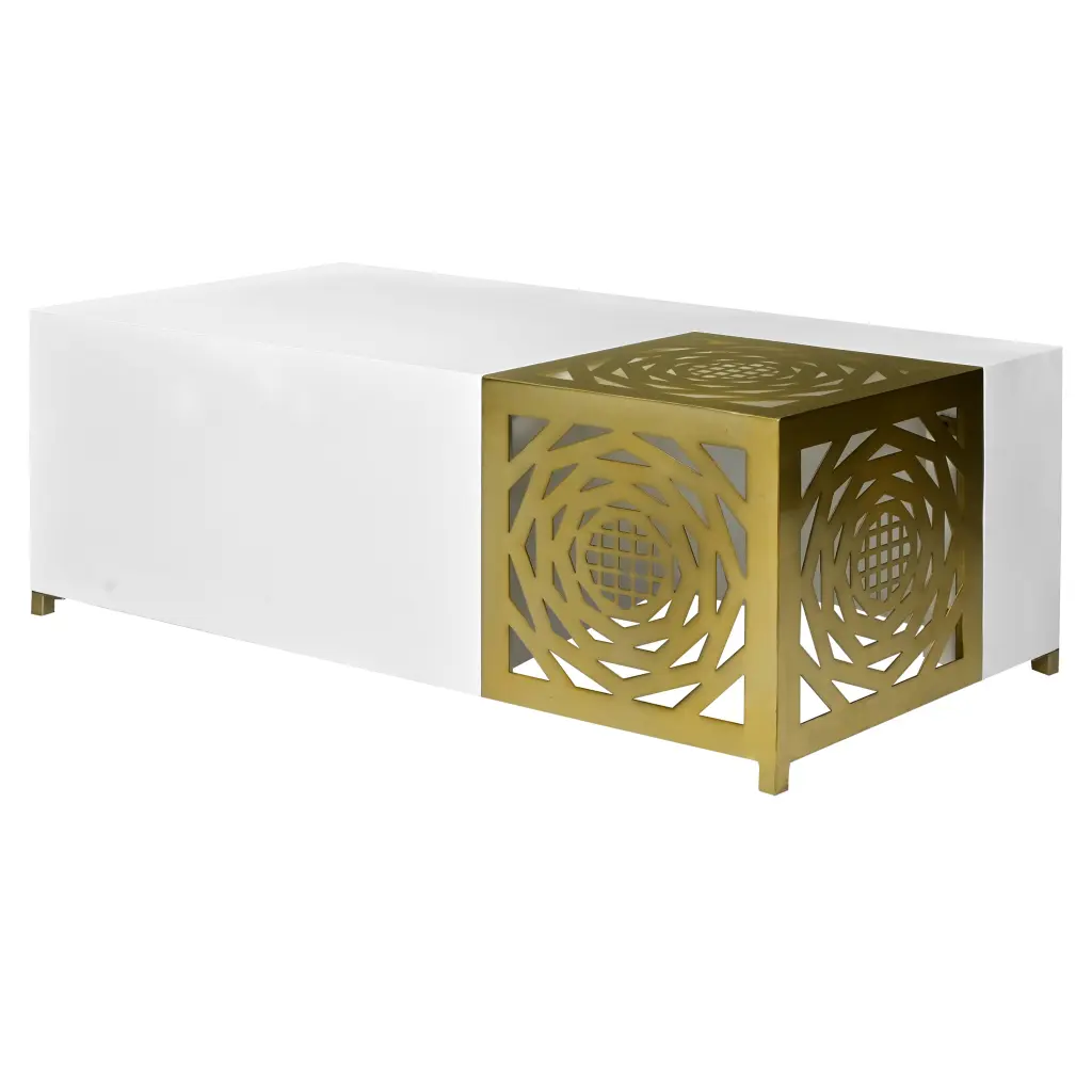48 Inch Rectangular Modern Coffee Table Geometric Cut Out Design royal hampton