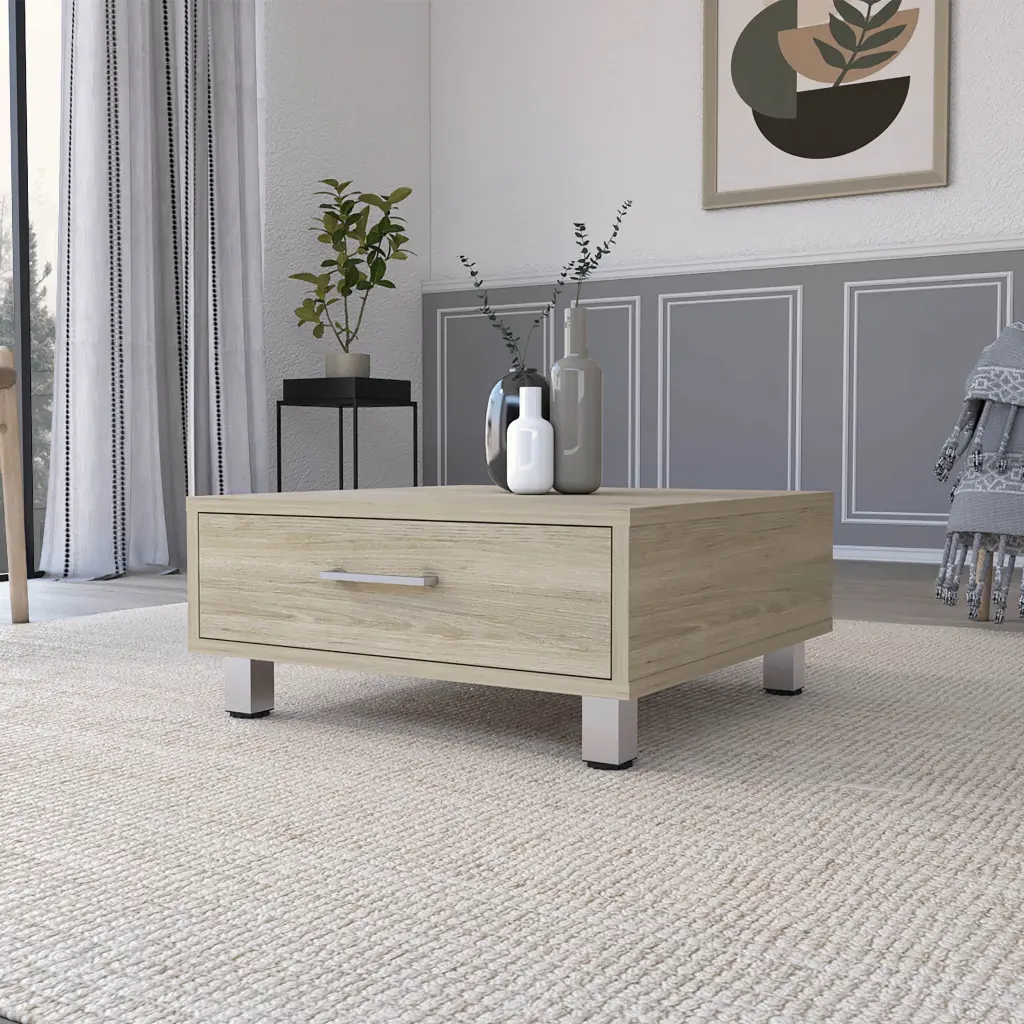 Myers Coffee Table Four Legs High Quality Top One Drawer Metallic Handle rta muebles colombia