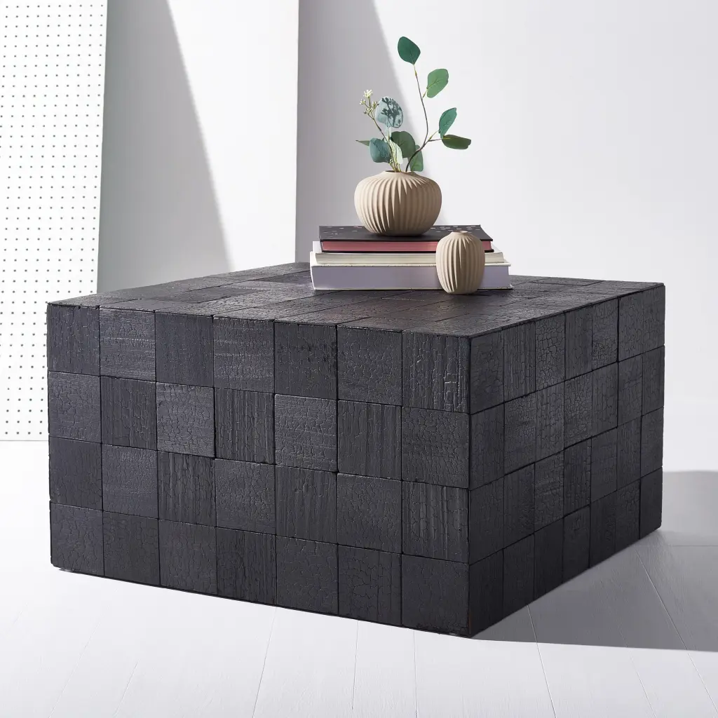 SAFAVIEH Couture Brodie Modern Wood Coffee Table Black Living Room