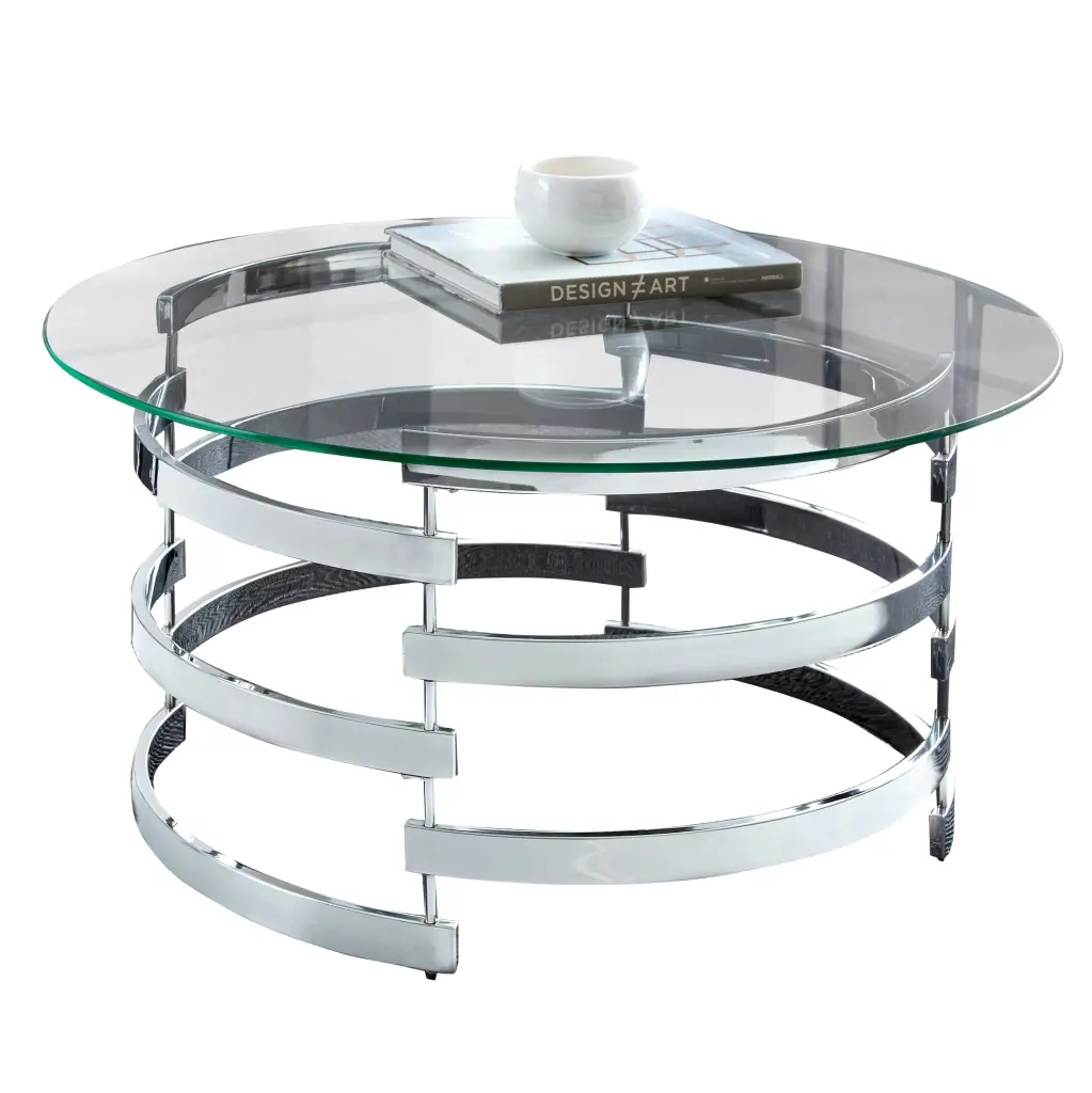 Tayside Coffee Table Gray Chrome Iron Modern Design steve silver furniture