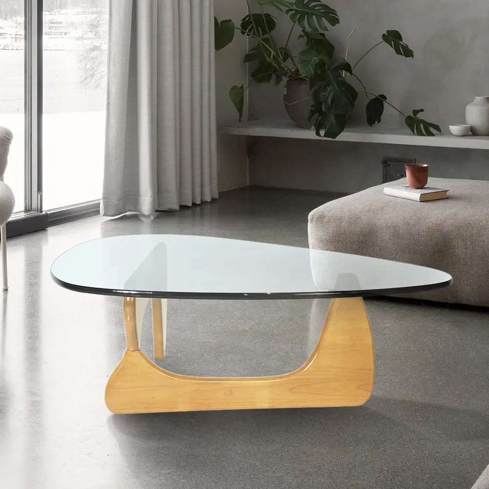 Modern Triangle Coffee Table Natural Solid Wood Living Room Table ty furniture