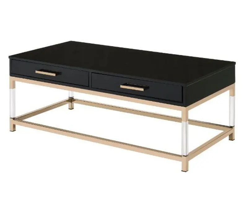 ACME Adiel Coffee Table Black and Gold Finish 82345 Wobythan