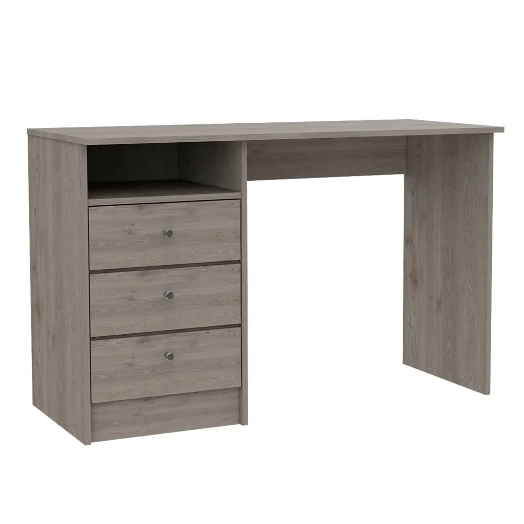 Computer Desk 1 Open Storage Shelf 3 Drawers Light Gray depot e-shop