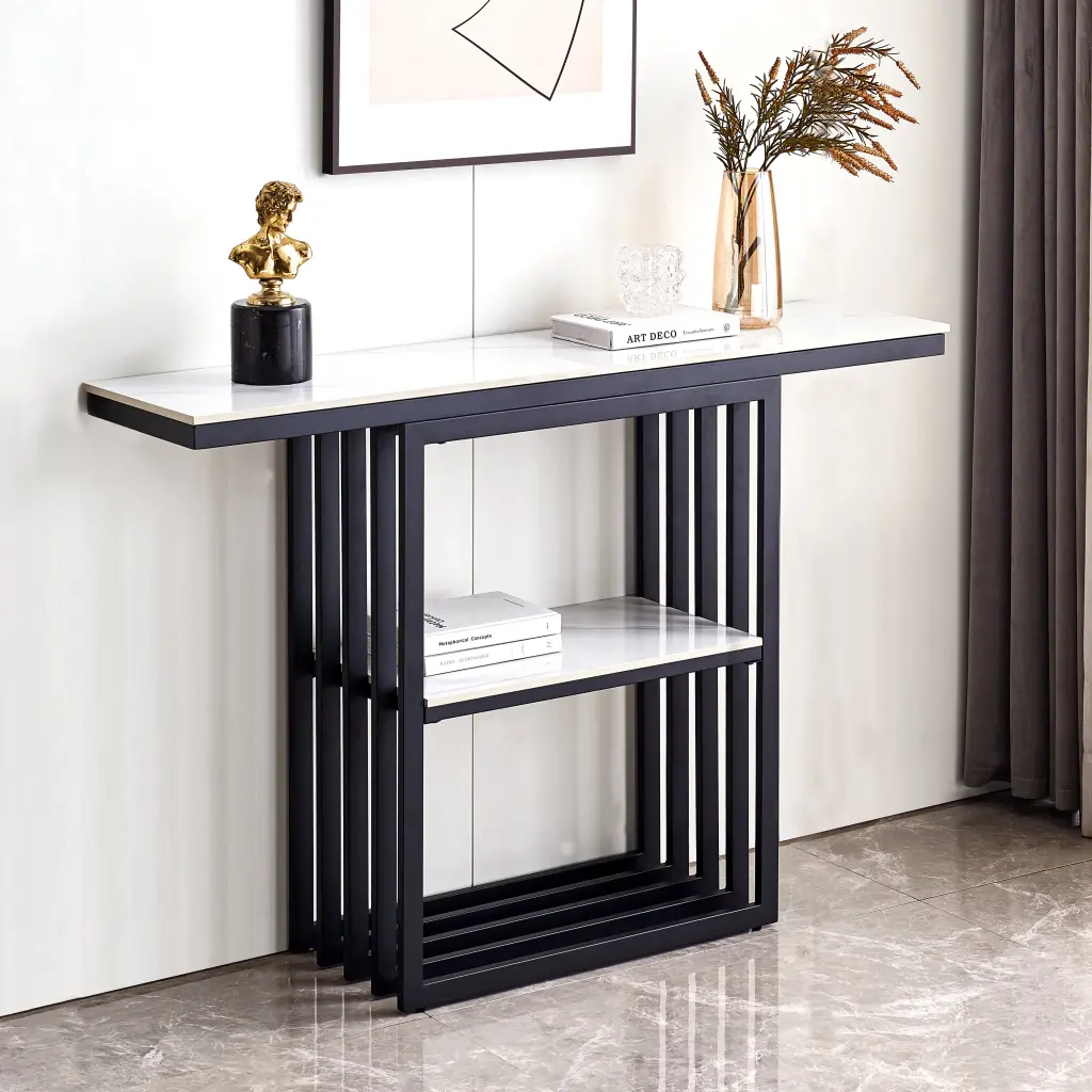 Modern Console Table Metallic Frame Customizable Foot Pads Entrance Hallway modasi