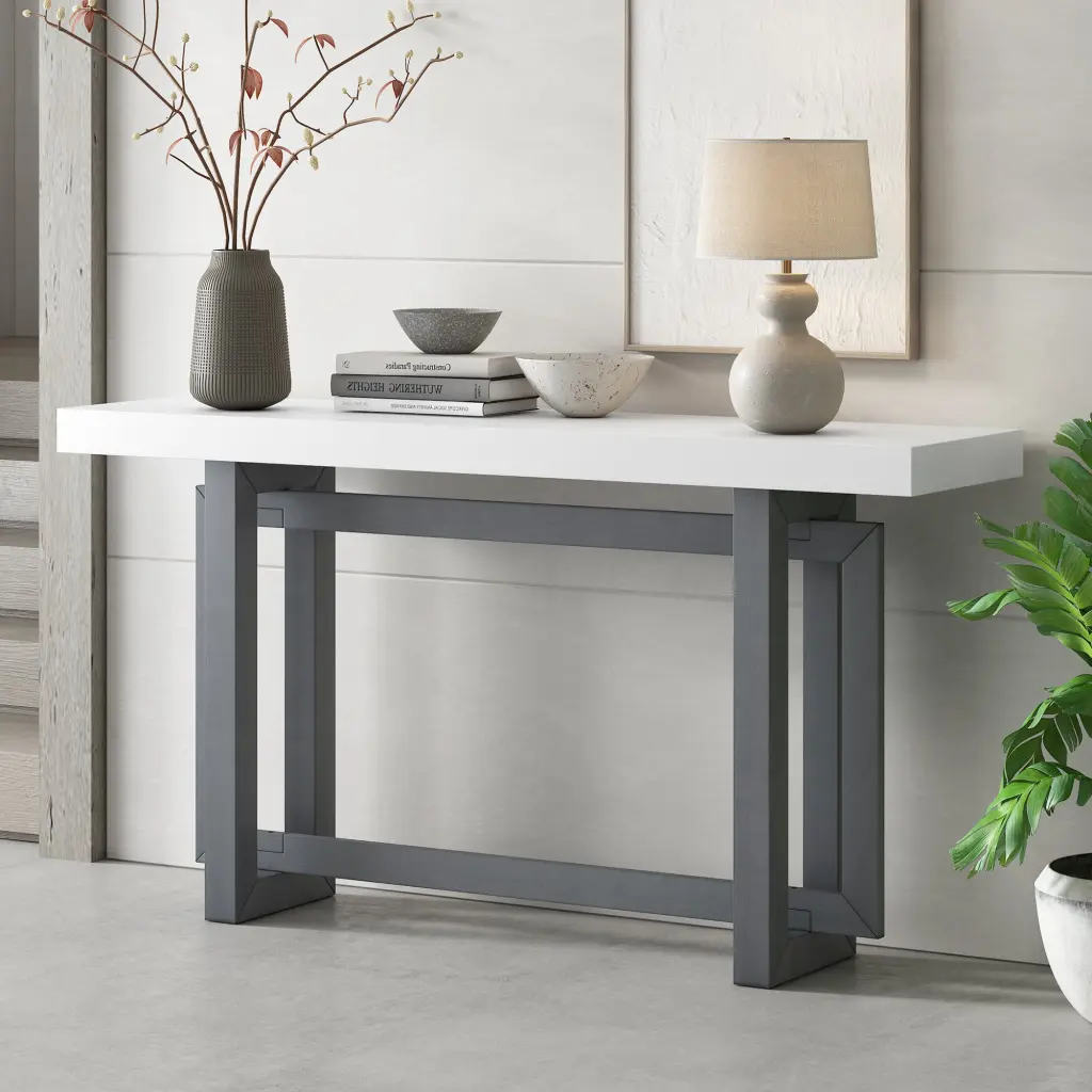 Contemporary Console Table Timber Top Extra Long Entryway Table u_style