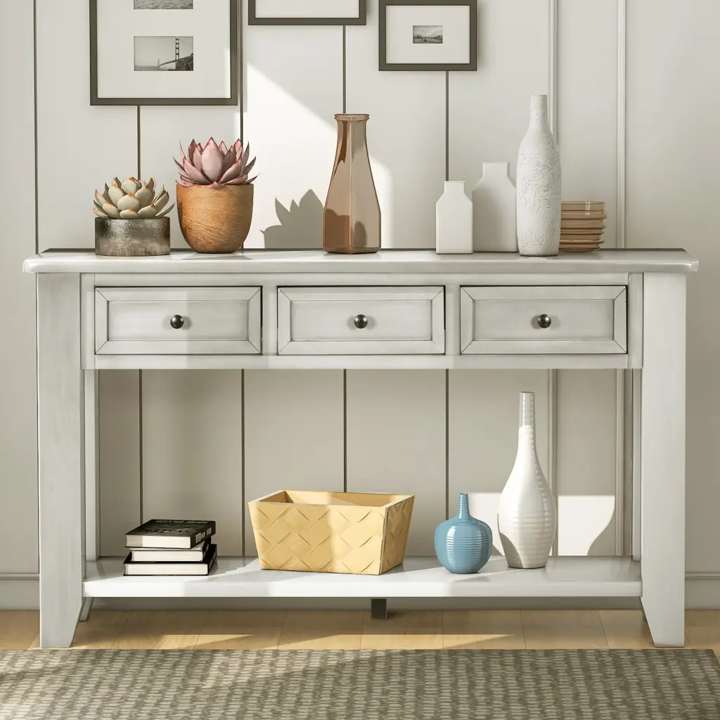 55 Inch Modern Console Table 3 Drawers Living Room or Entryway u_style