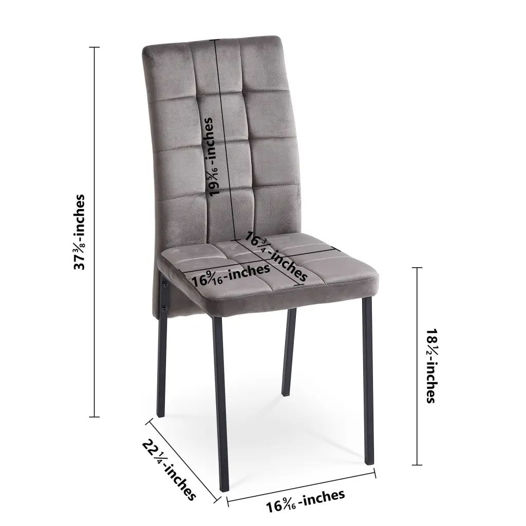 Grey Velvet High Back Nordic Dining Chair Modern Fabric Chair Black Legs bn smart home w1164