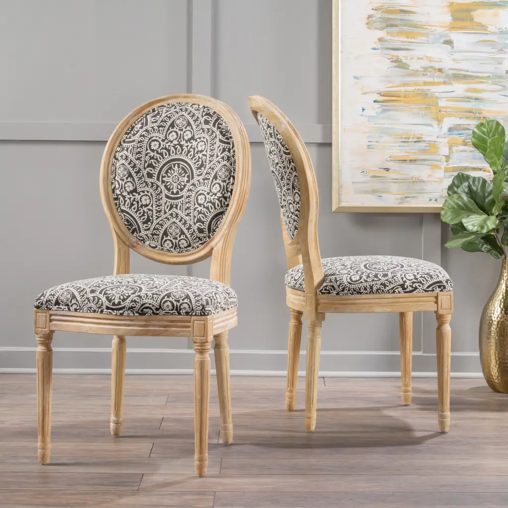 KD Dining Chair Set 2 Black and White Material nh-inmax