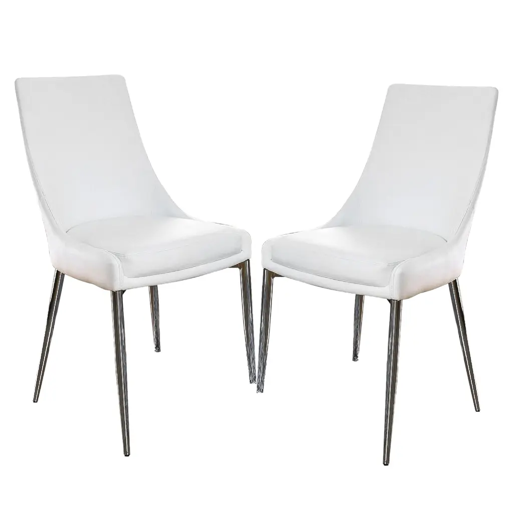 Set 2 Dining Chairs Silver And White Solid White Dining Room Chairs simple relax