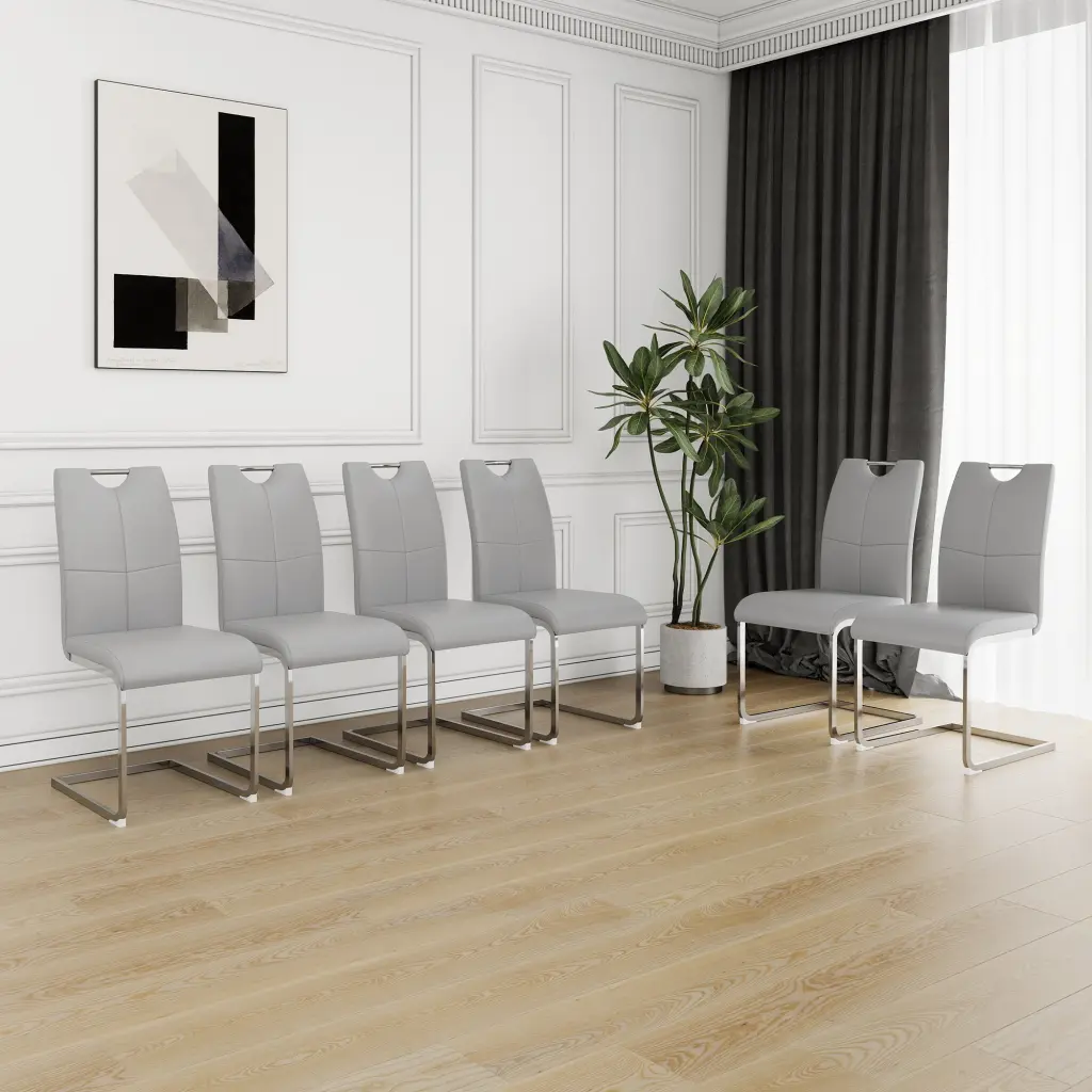 Modern Dining Chair Faux Hide Cushioned Seat youngmagic