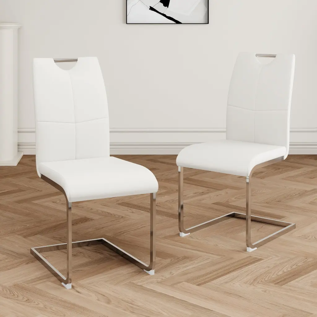 Modern Dining Chairs Faux Hide Padded Seat Dining and Living Room youngmagic