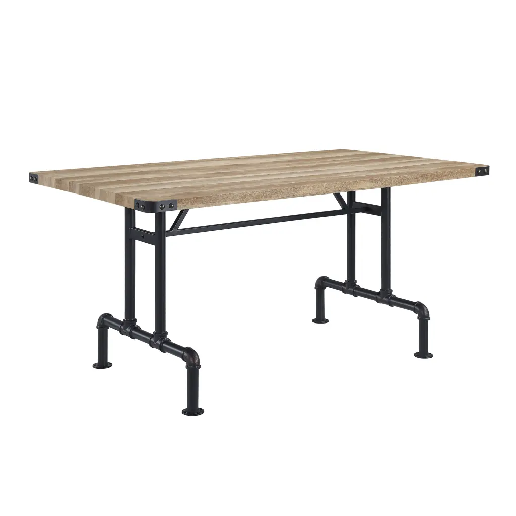 Oak and Sandy Black Dining Table Metal Legs Seats 6 Dining Room furniture max