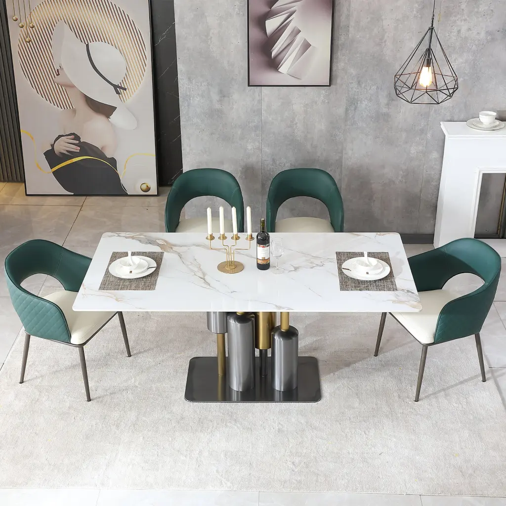 Modern Dining Table White Dining Table Sintered Stone Dining Table Top leavader