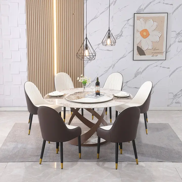 59.05 Modern Sintered Stone Dining Table 31.5 Round Turntable montary