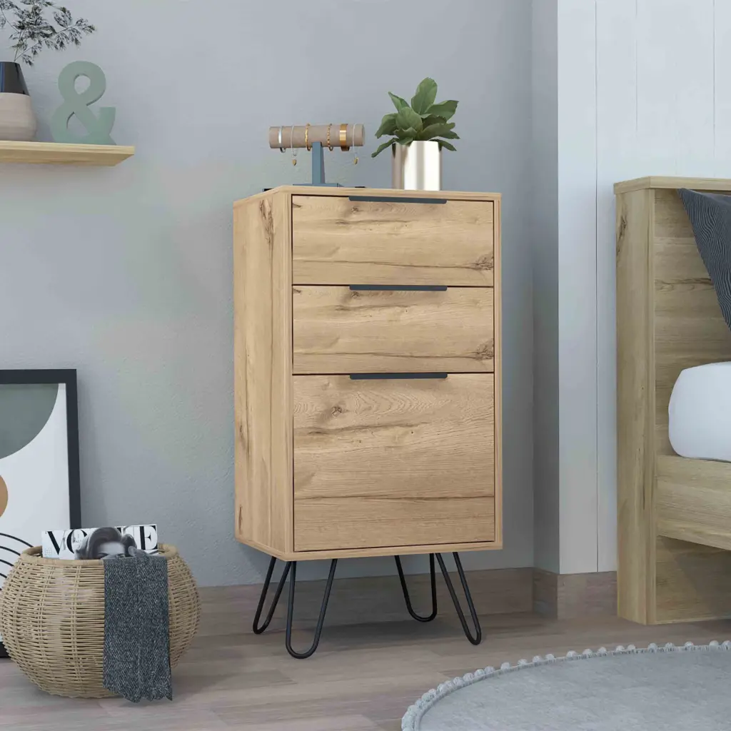 Augusta Light Gowner Hairpin Legs High-quality Top and Three Drawers rta mubles colombia