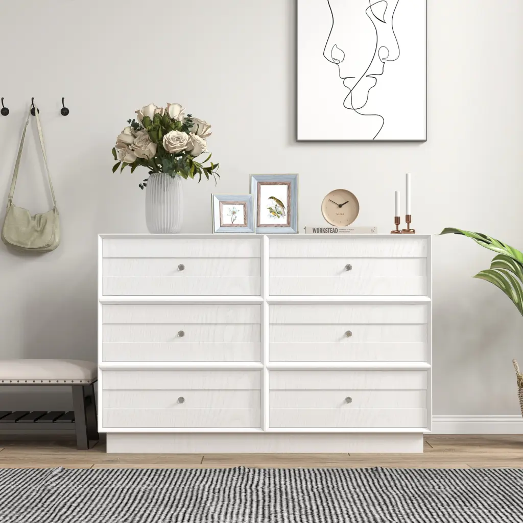 6 Drawer Dresser Modern Closet Dressers Chest Drawers Crystal Knobs tradeber