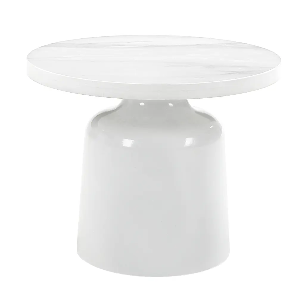 Zaid End Table Engineering Marble White High Gloss Finish LV04226 acme onsite store
