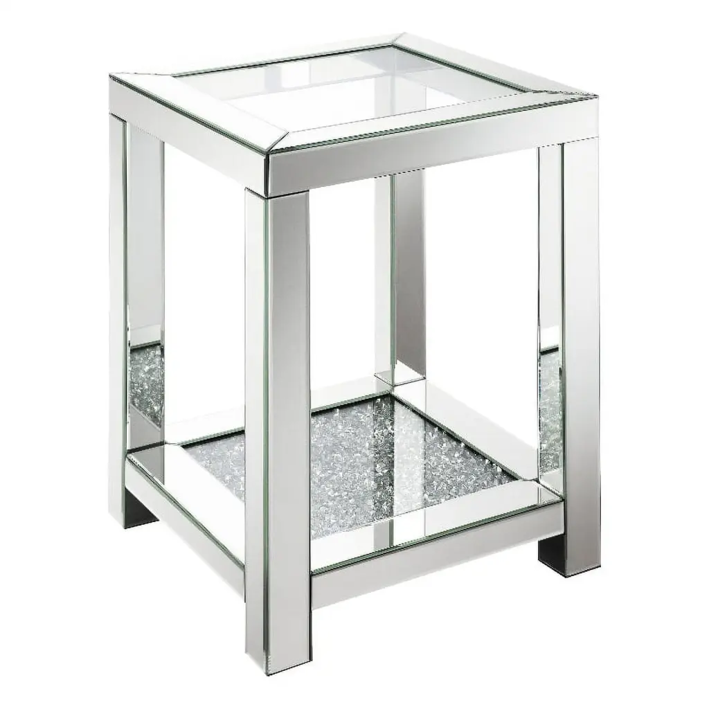 Valentina Square End Table Glass Top Mirror Coaster Company