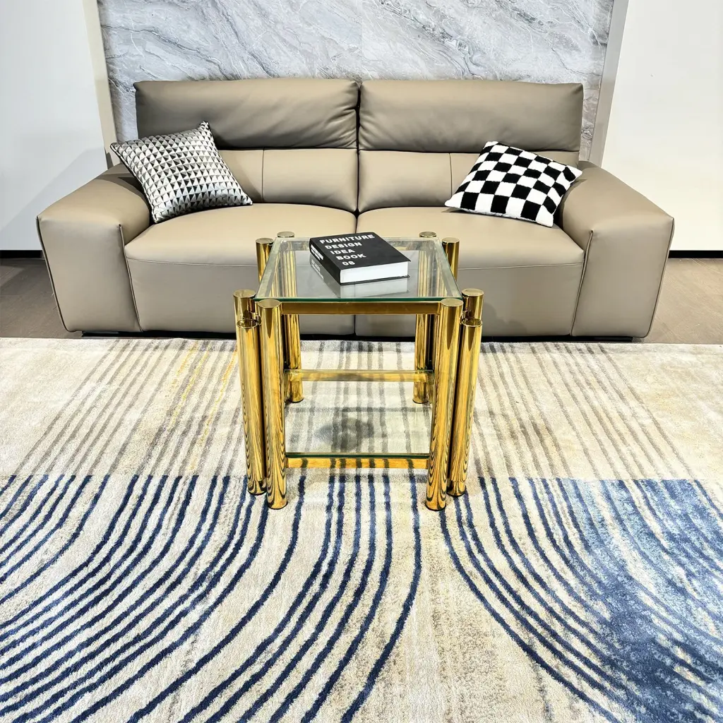 20 Inch Square Modern Stainless Alloy Metal End Table Double Layer fjh