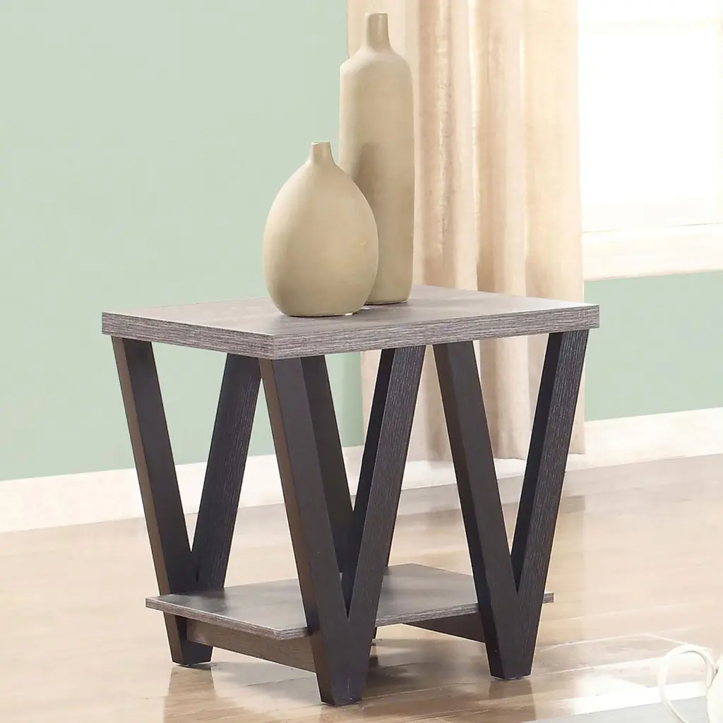 Black And Grey Angled Leg End Table Grey Primary Living Space Contemporary Side Table furniture max