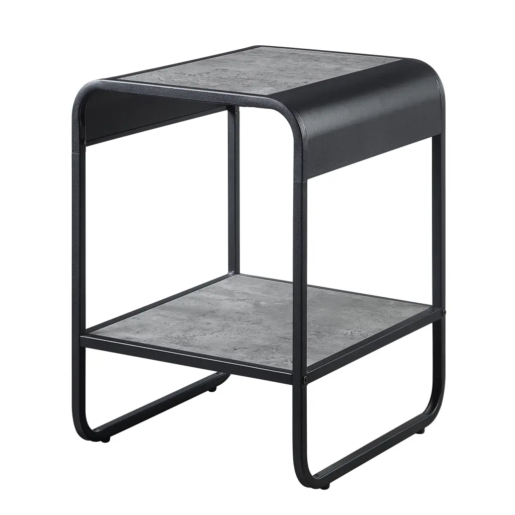 Concrete Grey and Black 1 Shelf End Table - Modern Living Room Accent furniture max