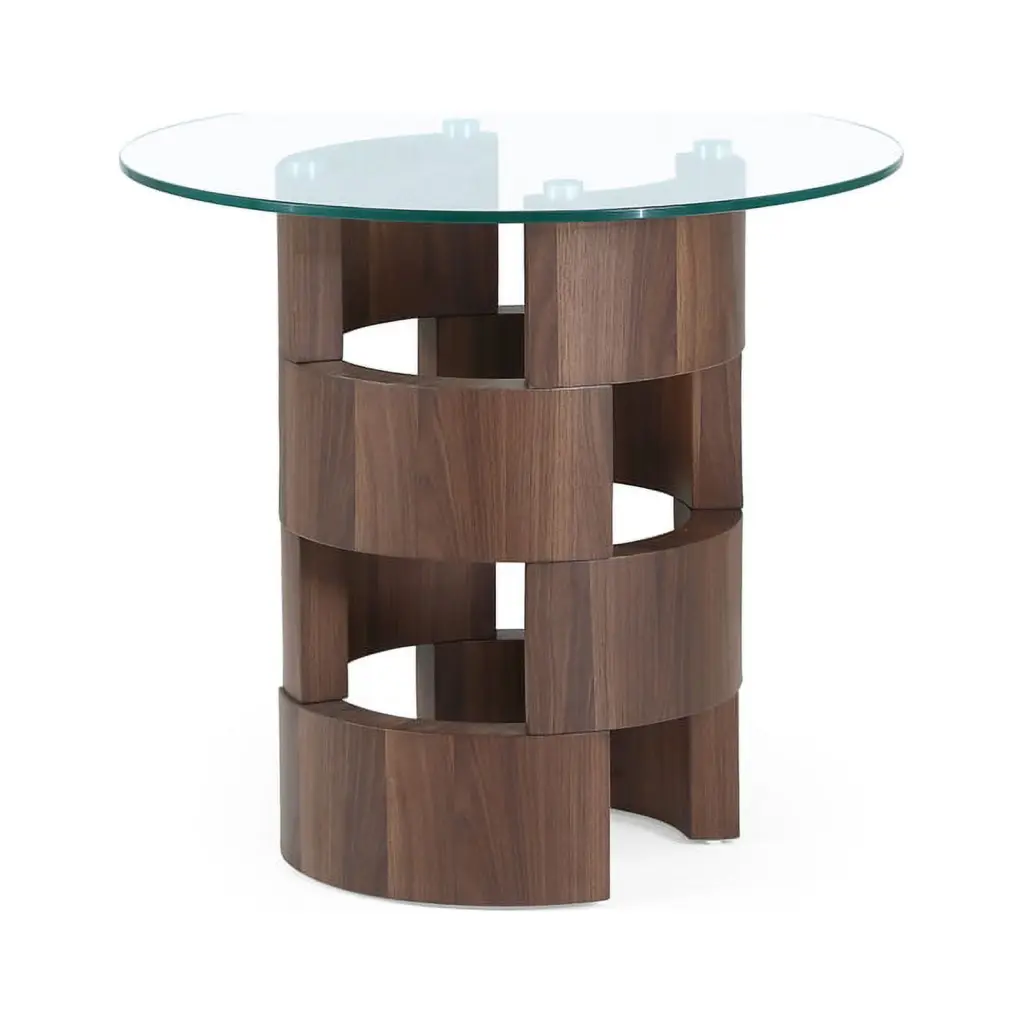 Glass Table Top End Table Building Block Design Base Global Furniture USA