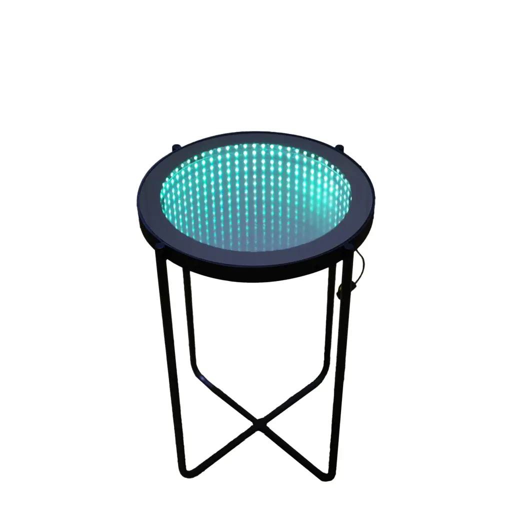 LED Round End Table Black Finish Ferrous Metal Construction hongsing furniture