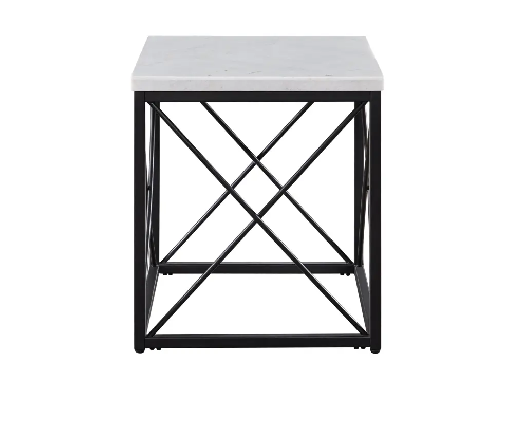 Skyler Square End Table Stone Top White Modern Side Table steve silver furniture