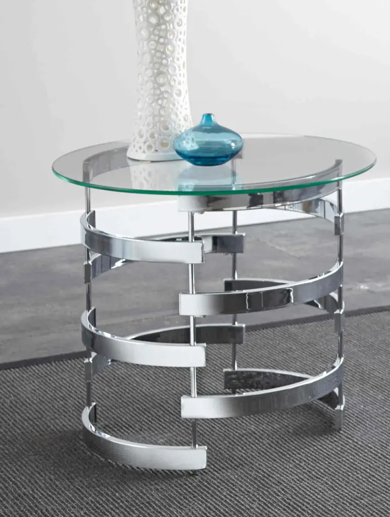 Teegan End Table Gray Ferrous Metal Living Room or Bedroom steve silver furniture