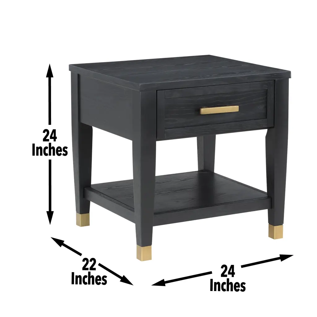 Yves End Table Black Wood Finish steve silver furniture