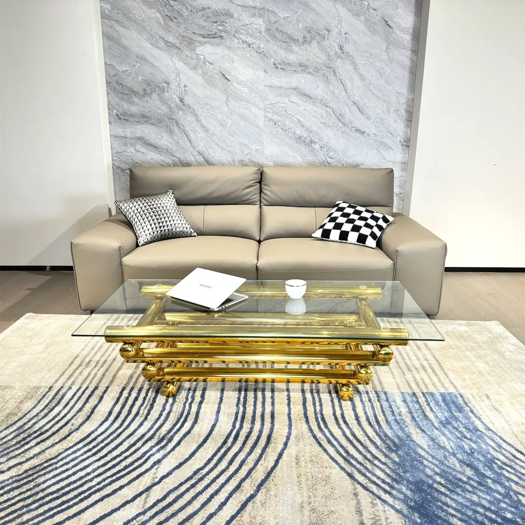 Modern Stainless Alloy Metal Double Layer Clear Tempered Crystal End Table Living Room t2949