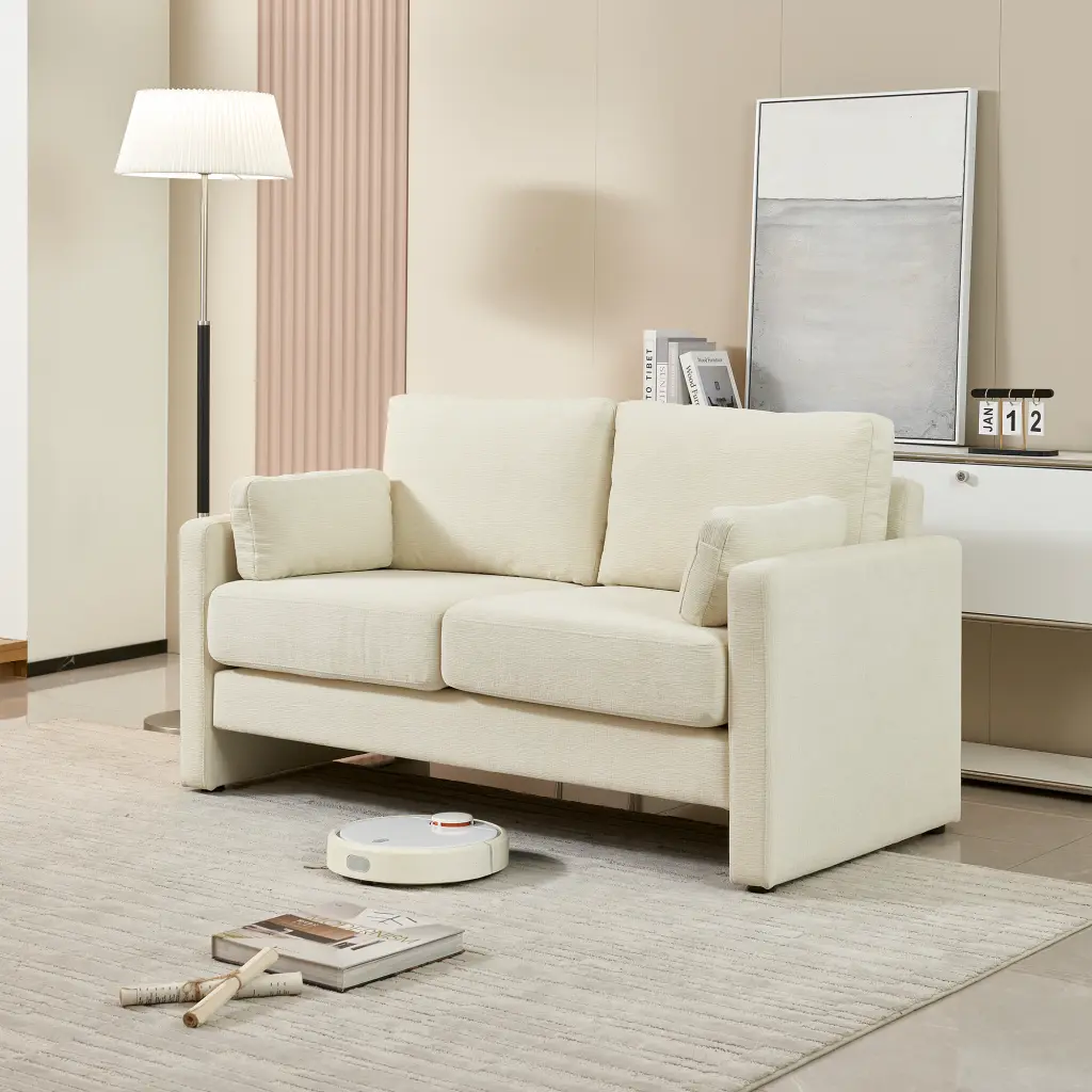 58.66 Inch Small Modern Loveseat Sofa Mid Century Chenille modasi