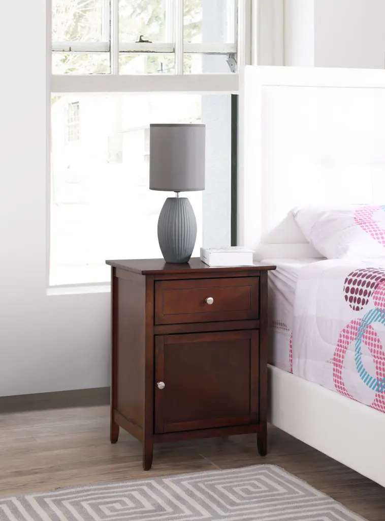 Izzy G1412 N 25 Nightstand 1 Drawer and 1 Door Cappuccino Beige glory furniture
