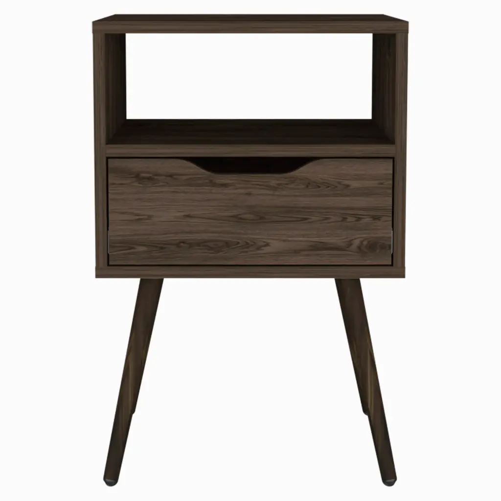 Allie Nightstand One Drawer and Open Shelf Brown Storage Table rta mubles colombia