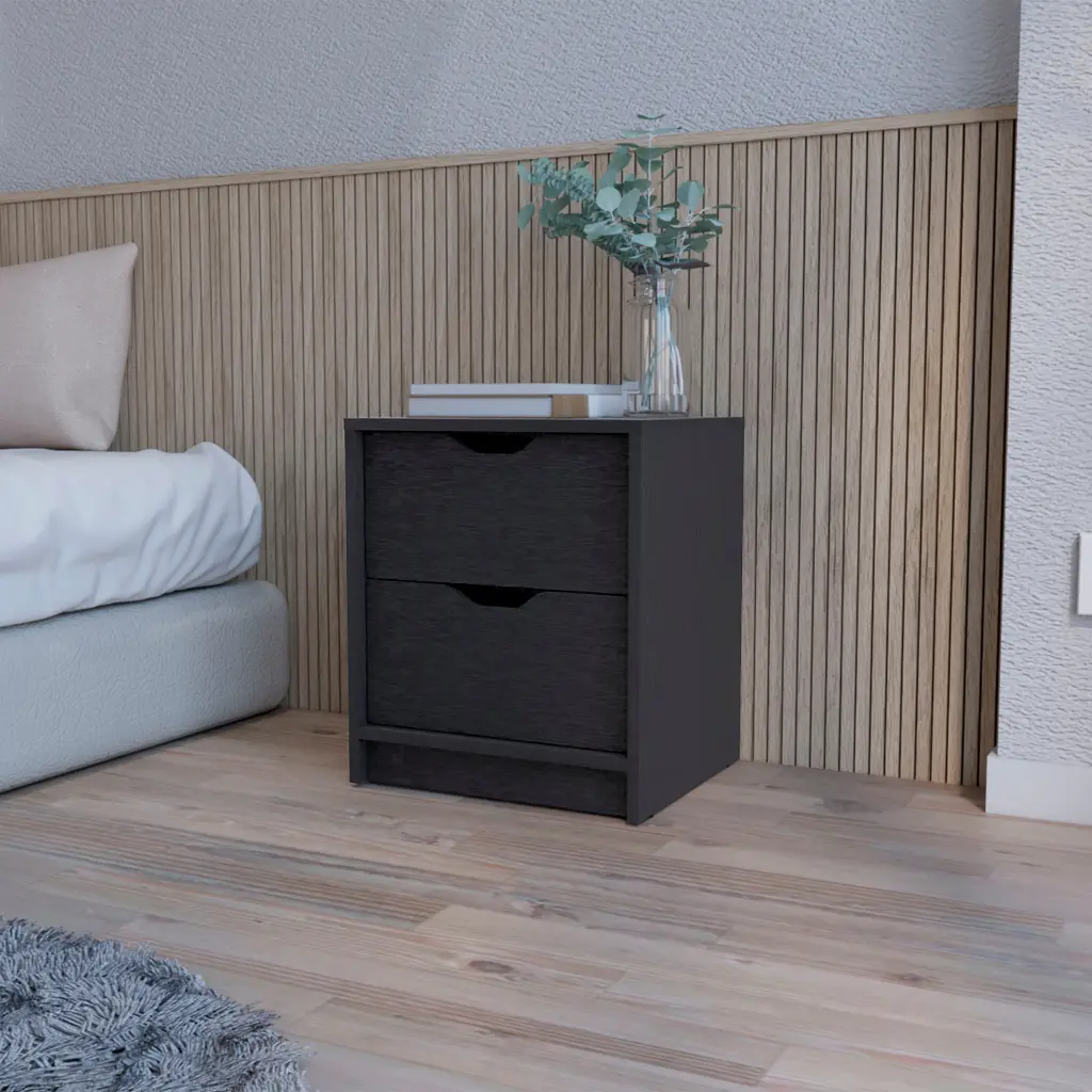 Dillon 2 Drawers Nightstand Bedside Table Storage Black rta muebles colombia