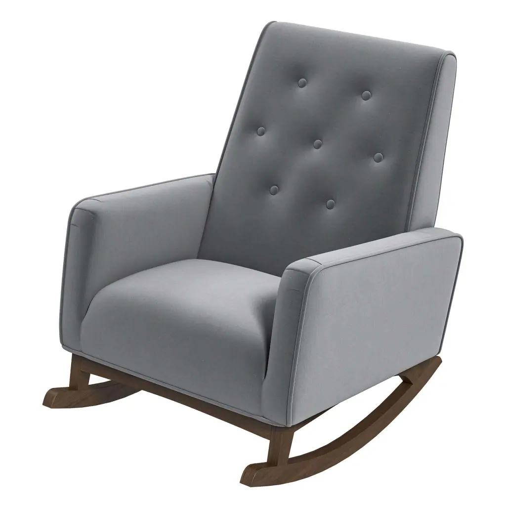 Demetrius Light Grey Material Solid Timber Rocking Chair Solid Gray Light ashcroft furniture