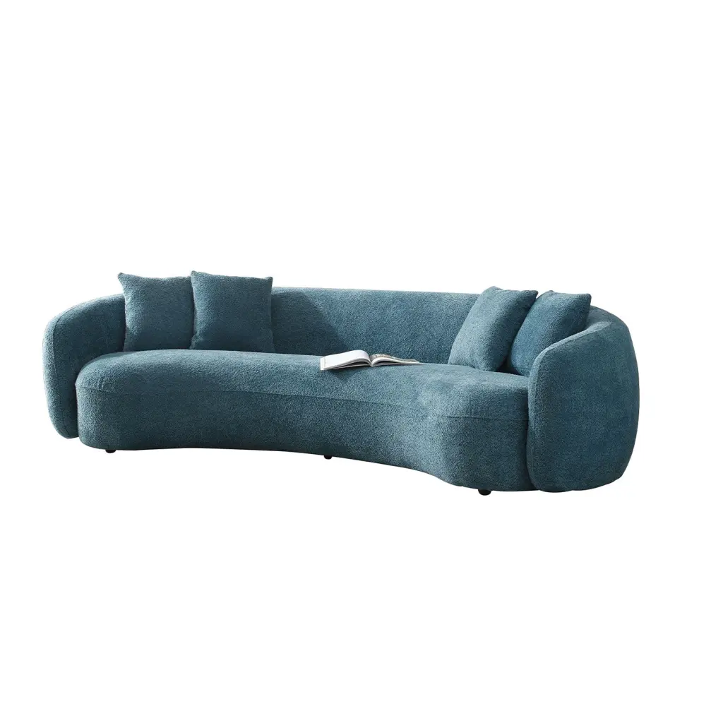 102 Inch Boucle Sofa Modern Sectional Half Moon Leisure Couch Curved Sofa Living Room justone interior