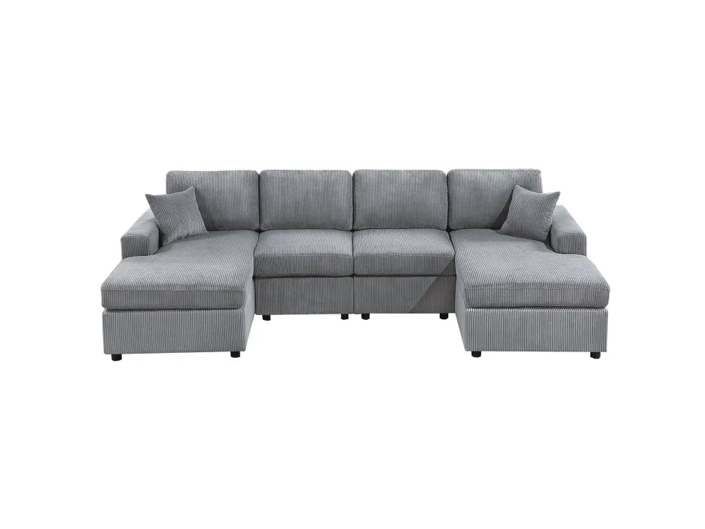 Modern Fog Grey 2 Piece Sectional Set Corduroy Couch Left And Right Arm kanepe