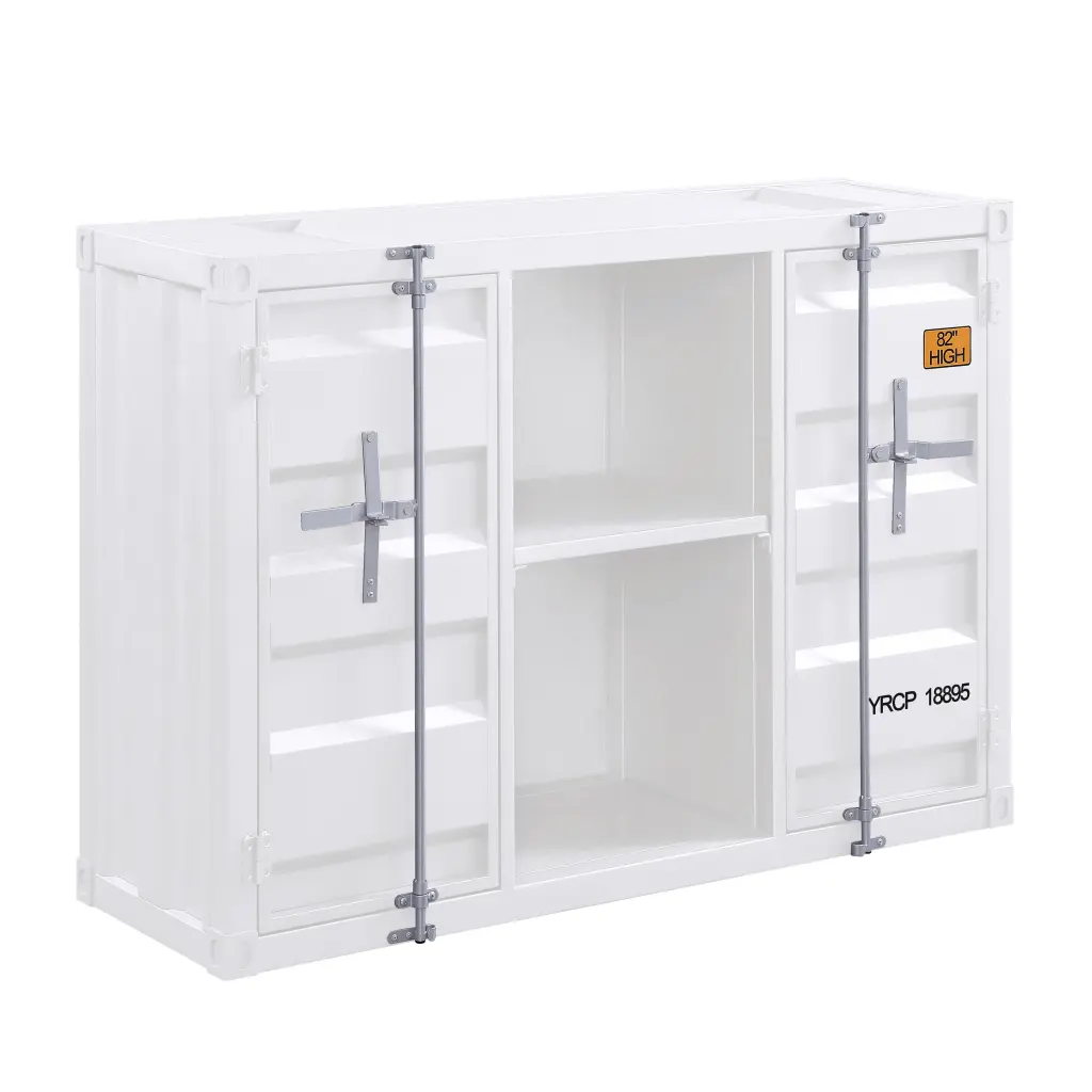 White Server Open Shelving And 2 Cabinets White Dining Room Modern furniture max