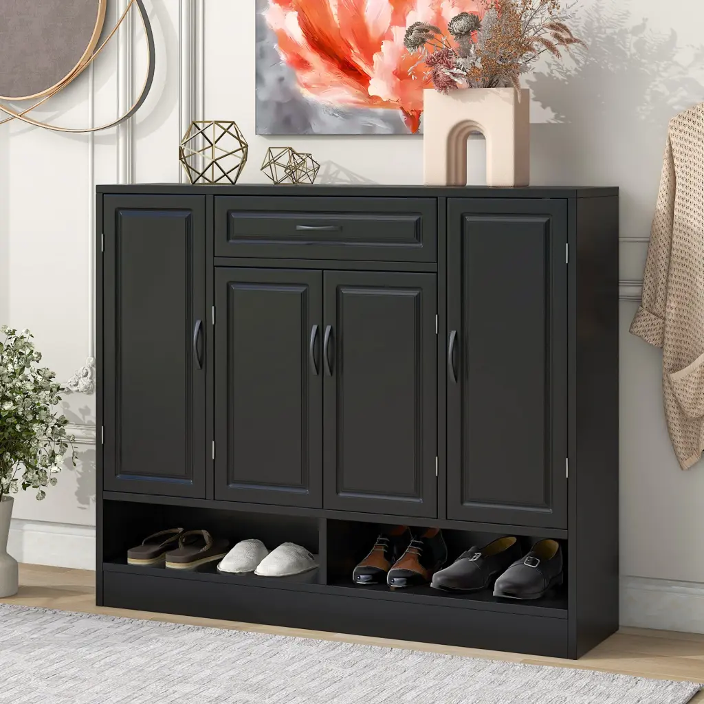 Polished and Modern Shoe Cabinet Customizable Shelves Minimalist Shoe Storage on-trend