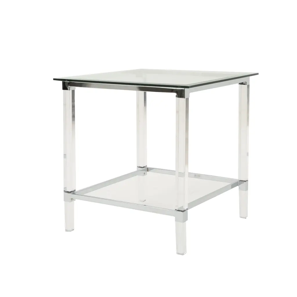 Orson Acrylic and Tempered Glass Square Side Table GDFSTUDIO